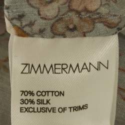 Pre Owned Zimmermann Blue Floral Print Cotton Ruffled Blouse S