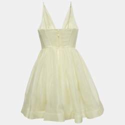 Pre Owned Zimmermann Yellow Linen Blend Pleated Illuminate Mini Dress S