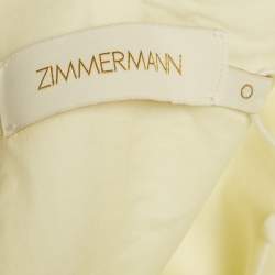 Pre Owned Zimmermann Yellow Linen Blend Pleated Illuminate Mini Dress S