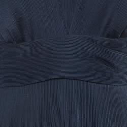 Pre Owned Zimmerman Navy Blue Crepe Pleated Midi Dress L