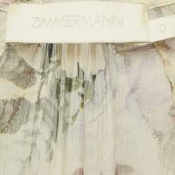 مملوكة مسبقًا فستان ميني زيمرمان بطبعة زهور بلون بيج من الحرير متعدد الطبقات مقاس صغير - سمول