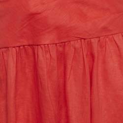 مملوكة مسبقًا فستان زيمرمان ميدي كتان أحمر مقطوع مقاس كبير (لارج)