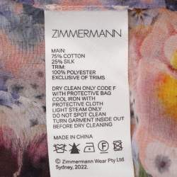 Pre Owned Zimmermann Multicolor Floral Print Chiffon Wonderland Flounce Midi Dress XS