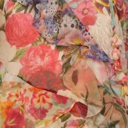 Pre Owned Zimmermann Multicolor Floral Print Chiffon Wonderland Flounce Midi Dress XS