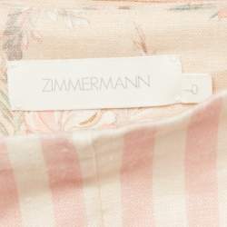 Pre Owned شورت زيمرمان كتان أبيض بطبعة زهور وايت ويف كسرات مقاس متوسط - ميديم