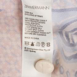 مملوكة مسبقًا Zimmermann Pink Printed Silk Postcard Belted Top M