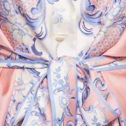 مملوكة مسبقًا Zimmermann Pink Printed Silk Postcard Belted Top M