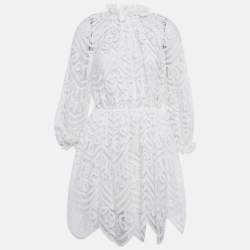 مملوكة مسبقًا Zimmermann White Battenburg Lace Bonita Mini Dress M