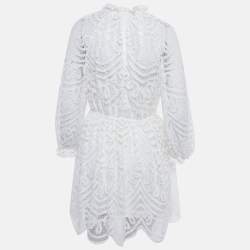 مملوكة مسبقًا Zimmermann White Battenburg Lace Bonita Mini Dress M