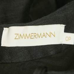 Pre Owned Zimmermann Black Cut-Out Linen Mini Dress XS