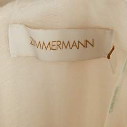 Pre Owned فسطان زيمرمان أبيض كتان مطرز عالي المد مع تفاصيل صغيرة - إكس تقديرات