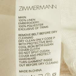 Pre Owned فستان زيمرمان كتان مطرز أبيض بتفاصيل لير ميدي مقاس كبير (لارج)