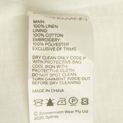 Pre Owned Zimmermann White Floral Embroidered Linen Midi Dress L