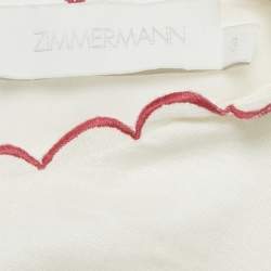 Pre Owned Zimmermann White Floral Embroidered Linen Midi Dress L