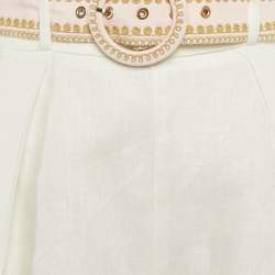 مملوكة مسبقًا Zimmermann White Embroidered Linen Shorts L