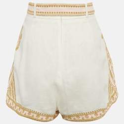 مملوكة مسبقًا Zimmermann White Embroidered Linen Shorts L