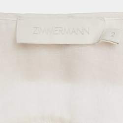 مملوكة مسبقًا Zimmermann White Embroidered Ramie Blouse M