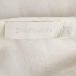 مملوكة مسبقًا Zimmermann White Embroidered Ramie Blouse M