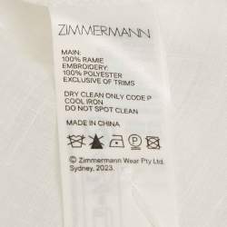 مملوكة مسبقًا Zimmermann White Embroidered Ramie Blouse M