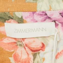 مملوكة مسبقًا Zimmermann Brown Floral Print Linen Jumpsuit M
