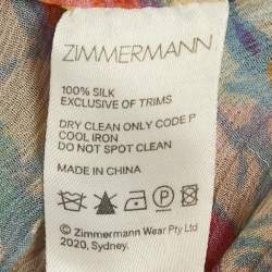 Pre Owned Zimmermann Multicolor Floral Print Crinkle Silk Maxi Dress M