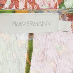 Pre Owned Zimmermann Multicolor Floral Print Crinkle Silk Maxi Dress M