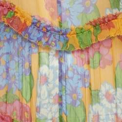 Pre Owned Zimmermann Multicolor Floral Print Crinkle Silk Maxi Dress M
