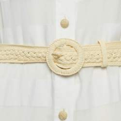 مملوكة مسبقًا Zimmermann White Striped Cotton Maxi Dress L