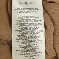 Pre Owned Zimmermann Brown Crepe Lace Detail Tiered Midi Dress M