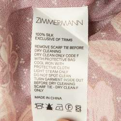 Pre Owned Zimmermann White /Red Floral Print Silk Pleated Mini Dress L