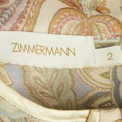 Pre Owned Zimmermann Multicolour Floral Print Silk Crepe Rebellion Button Mini Dress M