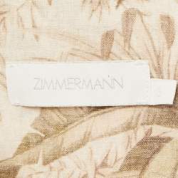 Pre Owned جمبسوت زيمرمان كتان بطبعة استوائية خضراء مقاس كبير