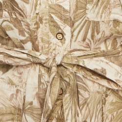 Pre Owned جمبسوت زيمرمان كتان بطبعة استوائية خضراء مقاس كبير