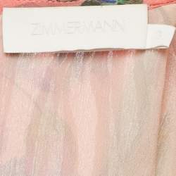 مملوكة مسبقًا Zimmermann Pink Floral Print Silk Playsuit L