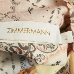 مملوكة مسبقًا فستان ميني زيمرمان حرير بطب عة ورود أبيض / أحمر مطوي مقاس كبير (لارج)