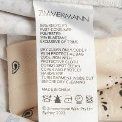 مملوكة مسبقًا فستان ميني زيمرمان حرير بطبعة ورود أبيض / أحمر مطوي مقاس كبير (لارج)