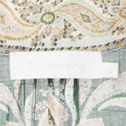 Pre Owned Zimmermann Green Devi Print Cotton Wrap Dress M