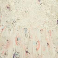 Pre Owned Zimmermann White Floral Print Broderie Anglaise Tiered Halliday Gown L