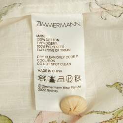 مملوكة مسبقًا طقم بلوزة وتنورة زيمرمان قطن بطباعة زهور كريمي مقاس كبير