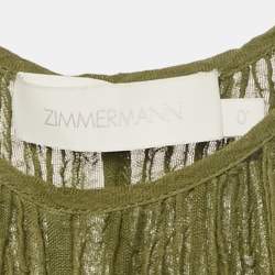 مملوكة مسبقًا Zimmermann Olive Green Ramie & Cotton Belted Jumpsuit XS