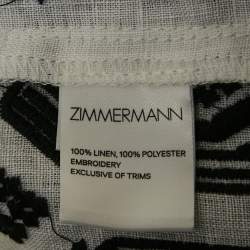 مملوكة مسبقًا فستان زيمرمان كتان مطرز تالّي أبيض طويل مقاس متوسط