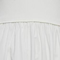 مملوكة مسبقًا Zimmermann White Rib Knit and Poplin Scoop Neck Long Dress M
