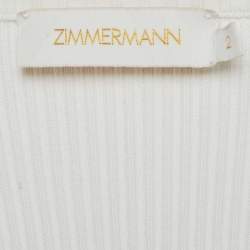 مملوكة مسبقًا Zimmermann White Rib Knit and Poplin Scoop Neck Long Dress M