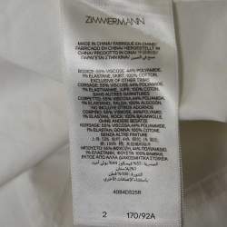 مملوكة مسبقًا Zimmermann White Rib Knit and Poplin Scoop Neck Long Dress M