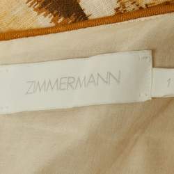 مملوكة مسبقًا Zimmermann Yellow Floral Print Linen Cut-Out Midi Dress M