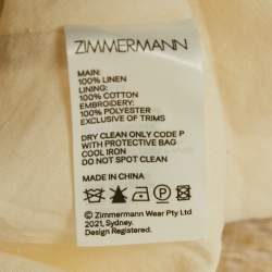 مملوكة مسبقًا Zimmermann Yellow Floral Print Linen Cut-Out Midi Dress M