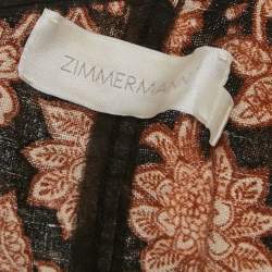 مملوكة مسبقًا فستان زيمرمان أسود بطبعة زهور كتان متعدد الطبقات مكشوف الأكتاف مقاس متوسط (ميديم)