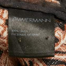 مملوكة مسبقًا فستان زيمرمان أسود بطبعة زهور كتان متعدد الطبقات مكشوف الأكتاف مقاس متوسط (ميديم)