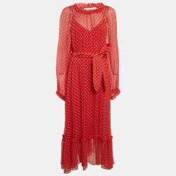 مملوكة مسبقًا Zimmermann Red Polka Dots Silk Maxi Dress M