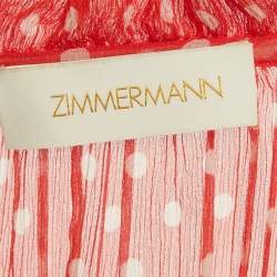 Pre Owned Zimmermann Red Polka Dots Silk Maxi Dress M